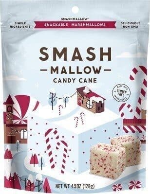 CANDY CANE SMASH MALLOW SNACKABLE MARSHMALLOWS, CANDY CANE