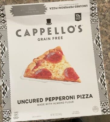 GRAIN FREE UNCURED PEPPERONI PIZZA MADE WITH ALMOND FLOUR, UNCURED PEPPERONI