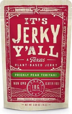 PRICKLY PEAR TERIYAKI IT'S JERKY Y'ALL PLANT-BASED JERKY, PRICKLY PEAR TERIYAKI