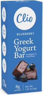 BLUEBERRY GREEK YOGURT BAR WRAPPED IN CHOCOLATE, BLUEBERRY