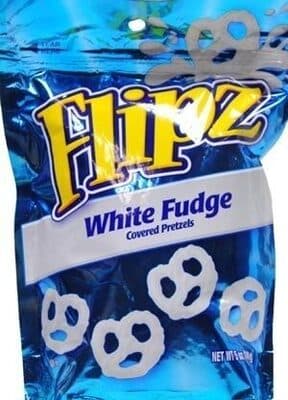 FLIPZ, WHITE FUDGE COVERED PRETZELS