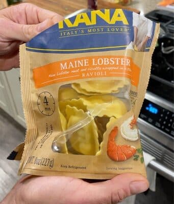 MAINE LOBSTER MEAT AND RICOTTA WRAPPED IN A THIN DOUGH RAVIOLI, MAINE LOBSTER