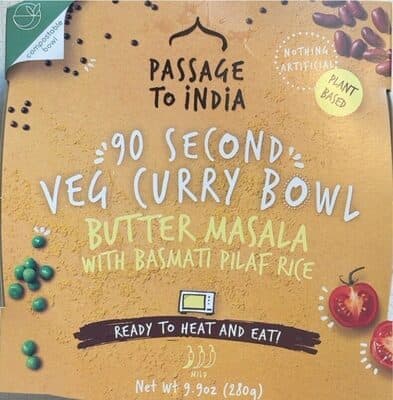 MILD BUTTER MASALA WITH BASMATI PILAF RICE 90 SECOND VEG CURRY BOWL, MILD BUTTER MASALA WITH BASMATI PILAF RICE