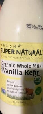 ORGANIC 100% GRASS-FED CULTURED WHOLE MILK VANILLA KEFIR, VANILLA