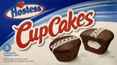 HOSTESS, CUP CAKES, FROSTED CHOCOLATE CAKE WITH CREAMY FILLING