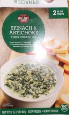 SPINACH & ARTICHOKE FOUR CHEESE TENDER SPINACH AND ARTICHOKES COMBINED WITH CREAM CHEESE, MOZZARELLA, ASIAGO, PARMESAN AND ROMANO CHEESE DIP, SPINACH & ARTICHOKE FOUR CHEESE