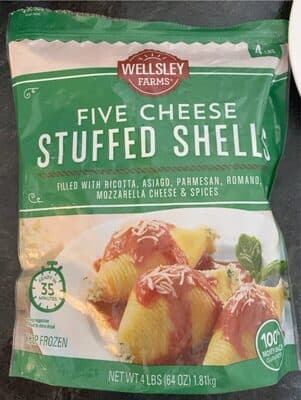 FIVE CHEESE FILLED WITH RICOTTA, ASIAGO, PARMESAN, ROMANO, MOZZARELLA CHEESE & SPICES STUFFED SHELLS, FIVE CHEESE
