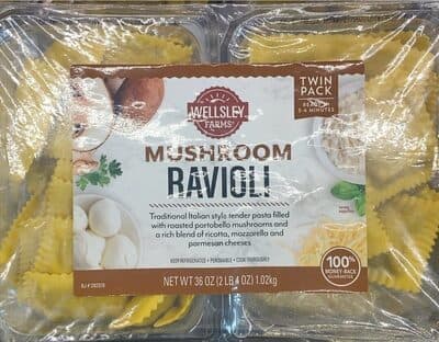 MUSHROOM TRADITIONAL ITALIAN STYLE TENDER PASTA FILLED WITH ROASTED PORTOBELLO MUSHROOMS AND A RICH BLEND OF RICOTTA, MOZZARELLA AND PARMESAN CHEESES RAVIOLI, MUSHROOM