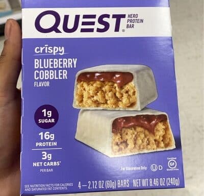 BLUEBERRY COBBLER FLAVOR CRISPY PROTEIN BARS, BLUEBERRY COBBLER