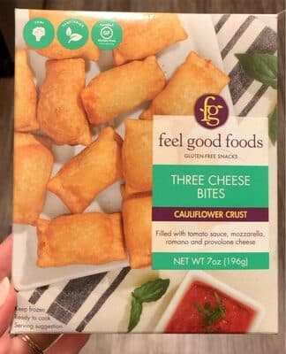 THREE CHEESE CAULIFLOWER CRUST BITES GLUTEN-FREE SNACK, THREE CHEESE