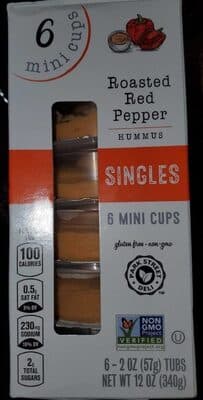 ROASTED RED PEPPER HUMMUS MINI CUPS, ROASTED RED PEPPER