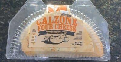 CALZONE FOUR CHEESE PROVOLONE, MOZZARELLA, RICOTTA & PARMESAN CHEESE FILLING TOPPED WITH ROMANO IN A GOLDEN POCKET PIZZA KITCHEN