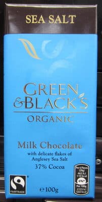 GREEN & BLACK'S ORGANIC CHOCOLATE BAR MILK CHOCOLATE WITH SEA SALT 100 GR