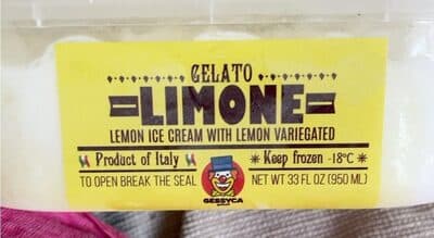 LEMON ICE CREAM WITH LEMON VARIEGATED GELATO, LEMON