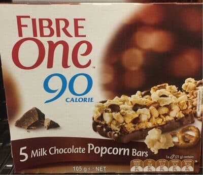 Fibre One 5 Milk Chocolate Popcorn Bars 105g  5 x 21g
