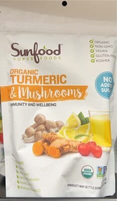 TURMERIC & MUSHROOM ORGANIC POWERED DRINK MIX, TURMERIC & MUSHROOMS